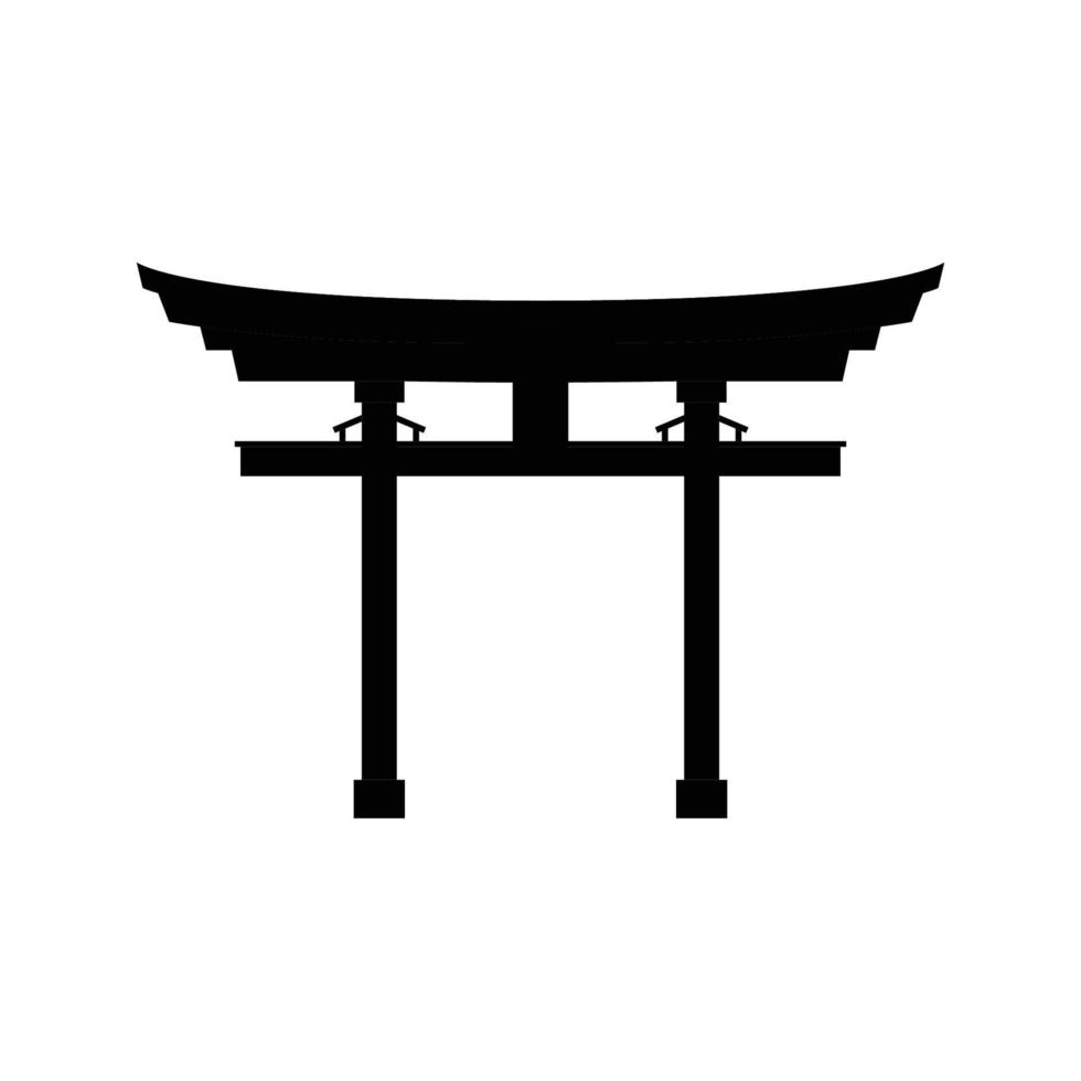 silueta de puerta torii. elementos de diseño de iconos en blanco y negro sobre fondo blanco aislado vector