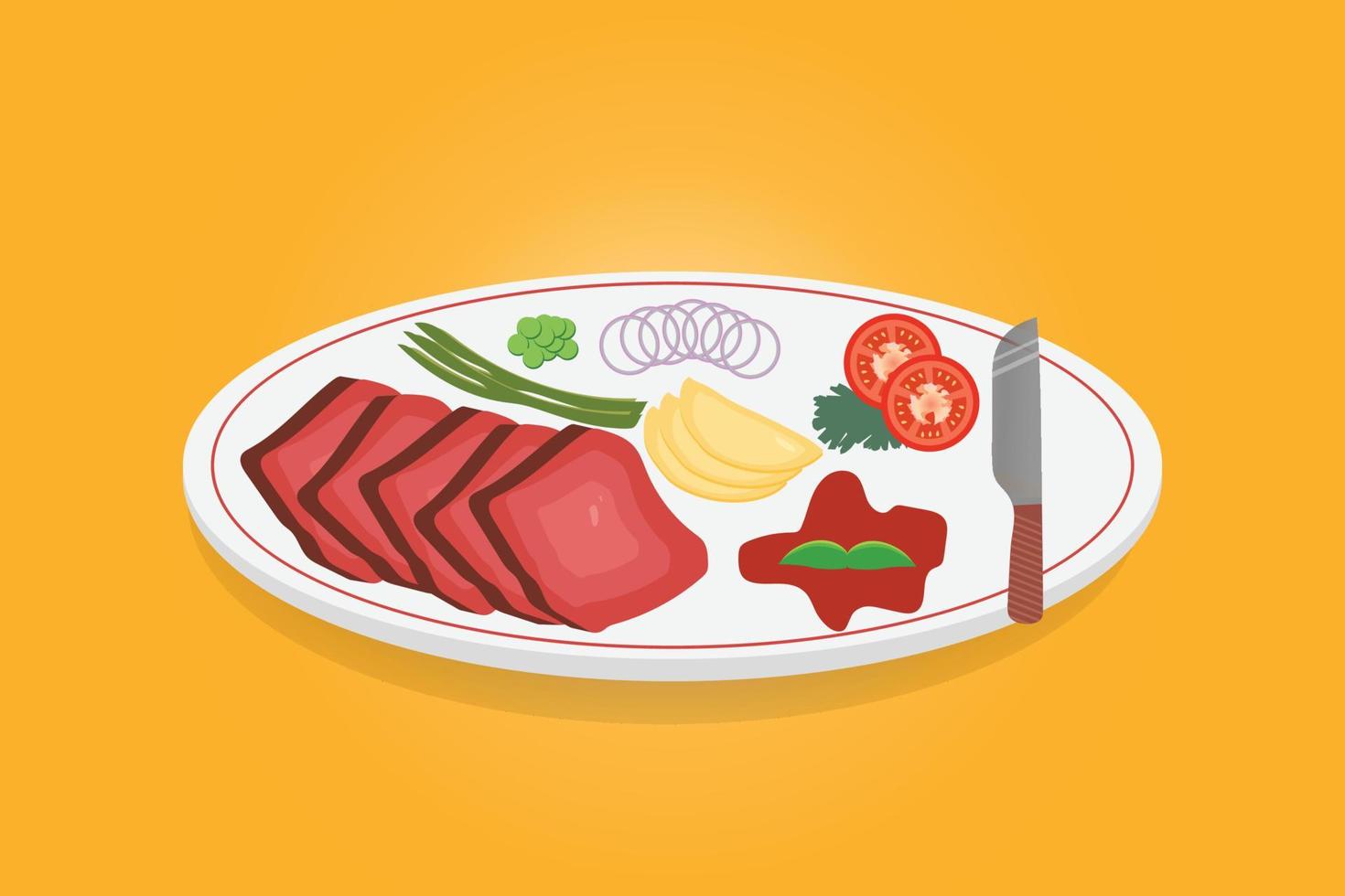 Naan with kebab asian traditional food design vector