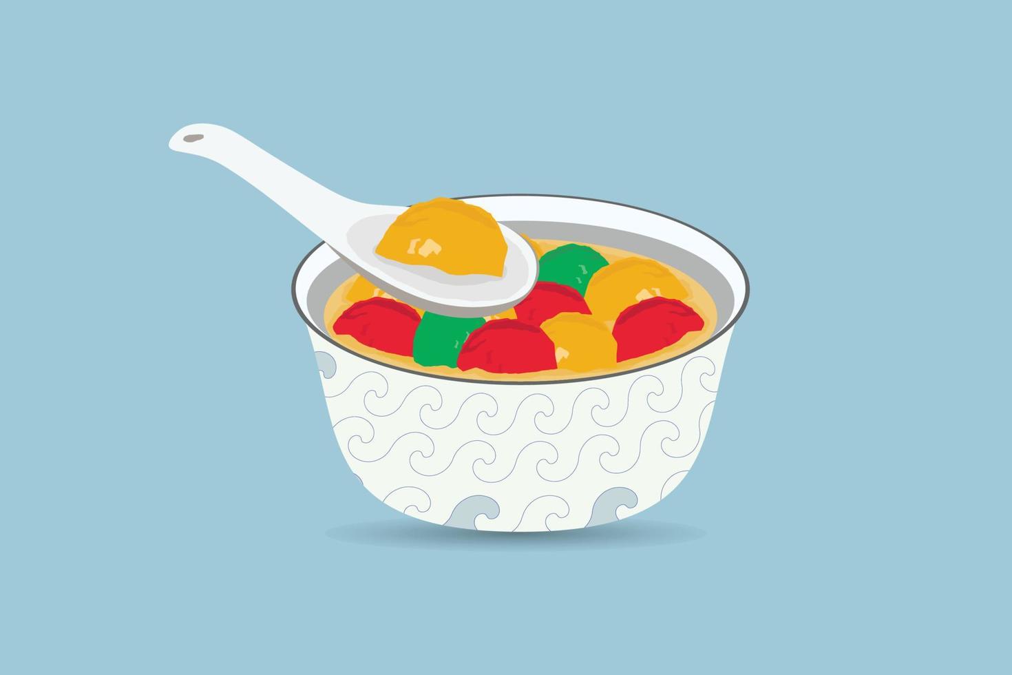 Tang Yuan Chinese Traditional Food illustration. vector