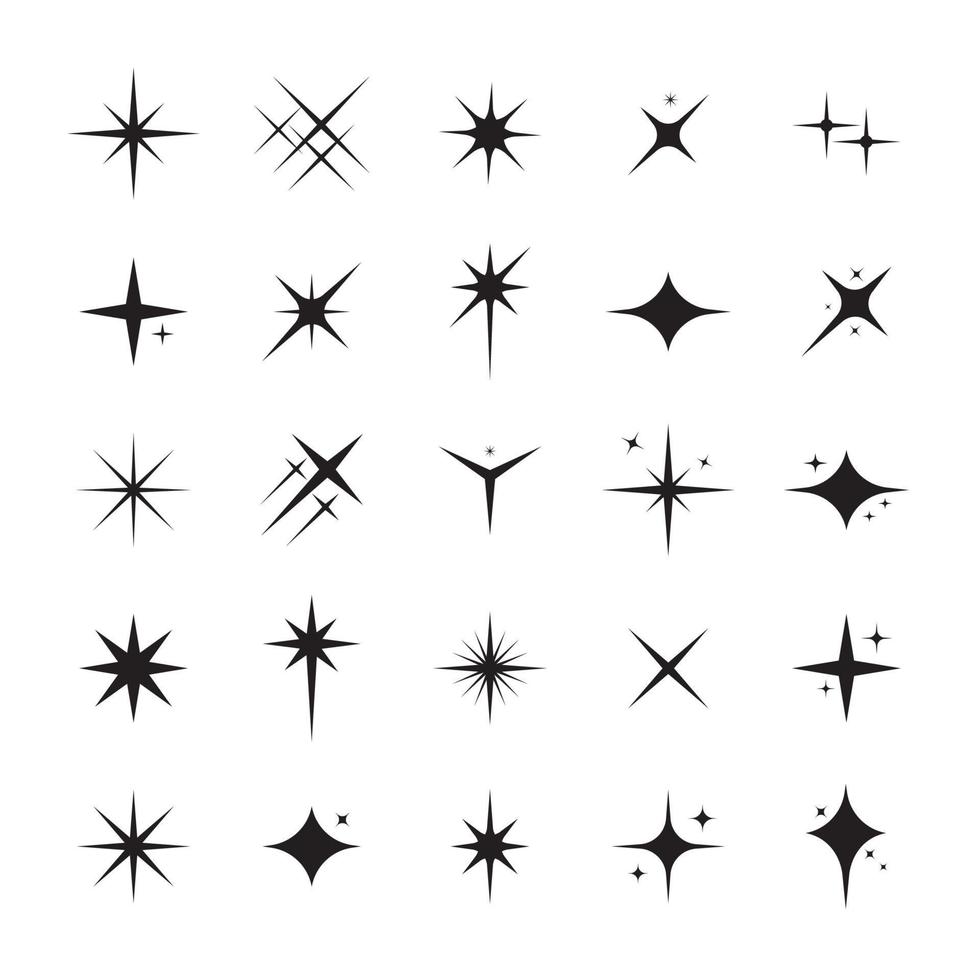 Flat sparkling stars vector collection