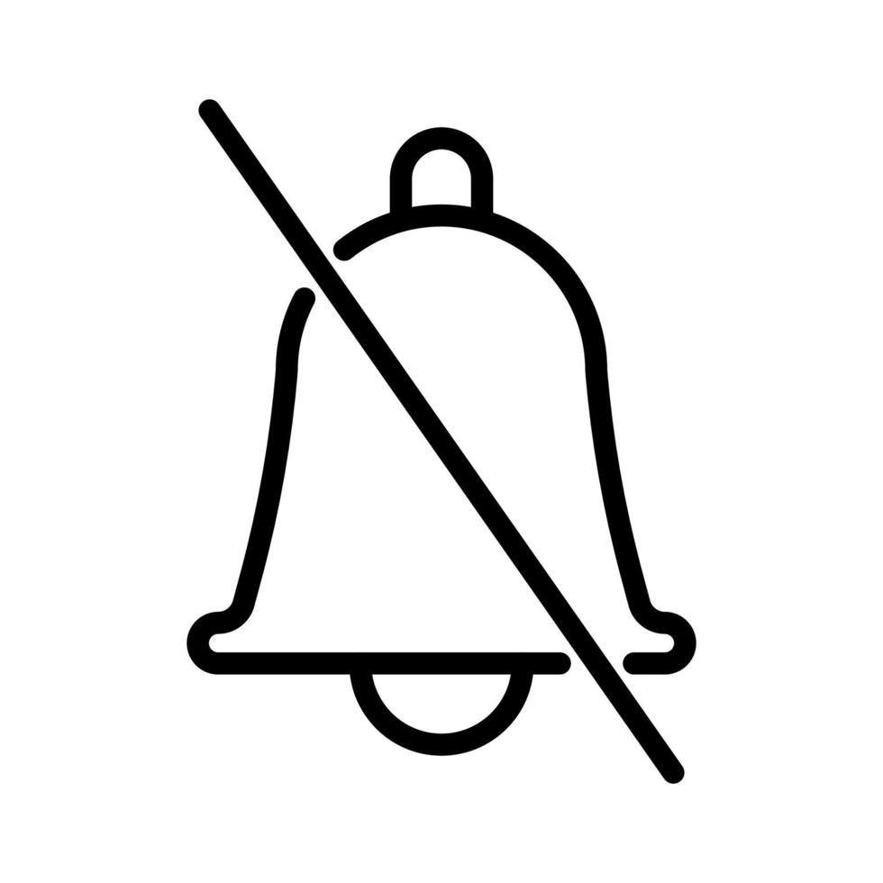Turn off notification bell, silent mode icon in line style design isolated on white background. Editable stroke. vector