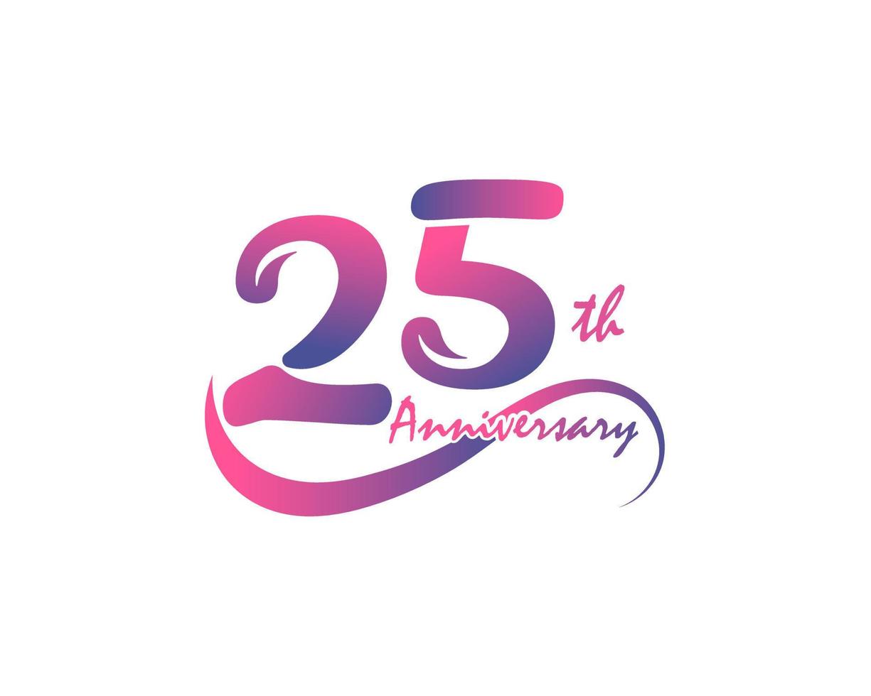 25 years anniversary logotype. 25th Anniversary template design for Creative poster, flyer, leaflet, invitation card vector