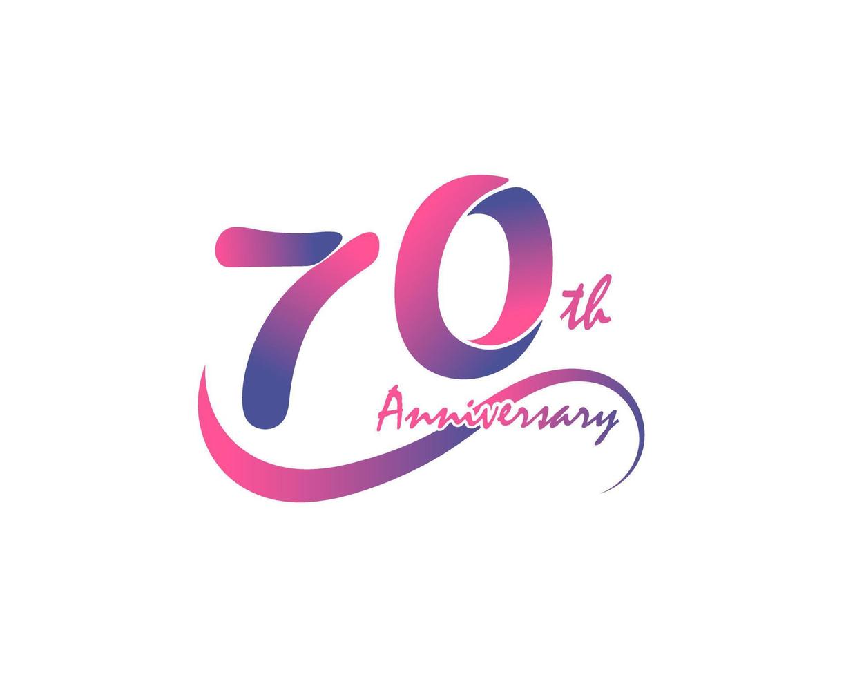 70 years anniversary logotype. 70th Anniversary template design for Creative poster, flyer, leaflet, invitation card vector