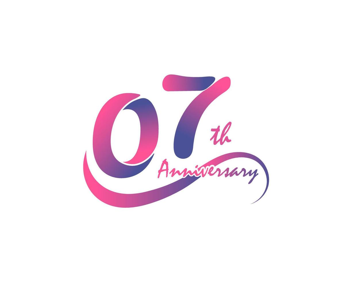 7 years anniversary logotype. 7th Anniversary template design for Creative poster, flyer, leaflet, invitation card vector