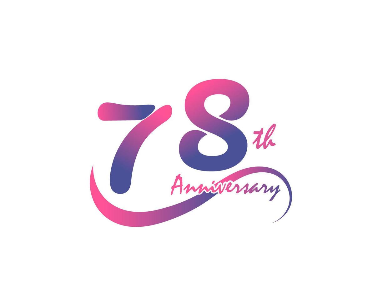 78 years anniversary logotype. 78th Anniversary template design for Creative poster, flyer, leaflet, invitation card vector