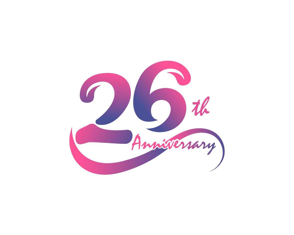 26 years anniversary logotype. 26th Anniversary template design for Creative poster, flyer, leaflet, invitation card vector