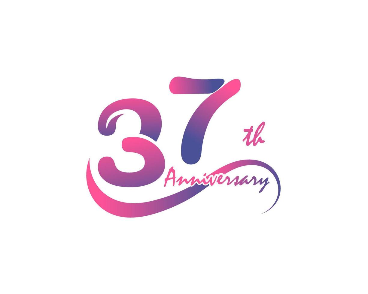 37 years anniversary logotype. 37th Anniversary template design for Creative poster, flyer, leaflet, invitation card vector