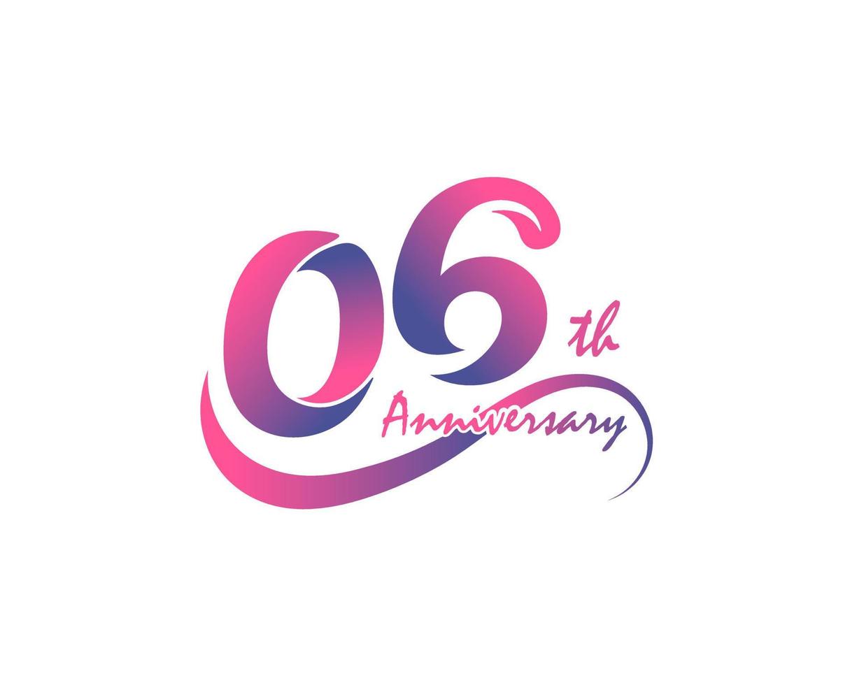 6 years anniversary logotype. 6th Anniversary template design for Creative poster, flyer, leaflet, invitation card vector