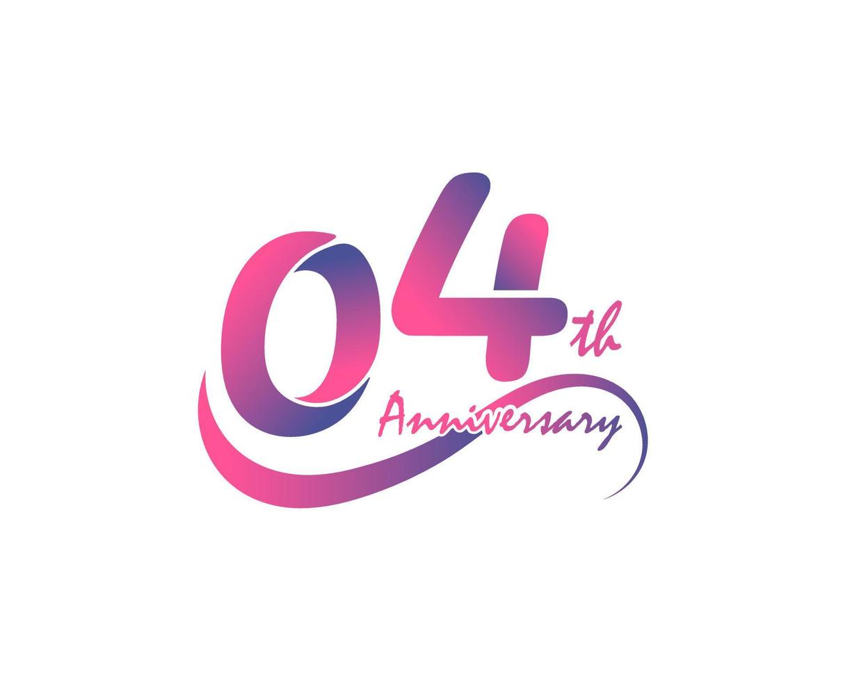 4 years anniversary logotype. 4th Anniversary template design for Creative poster, flyer, leaflet, invitation card vector