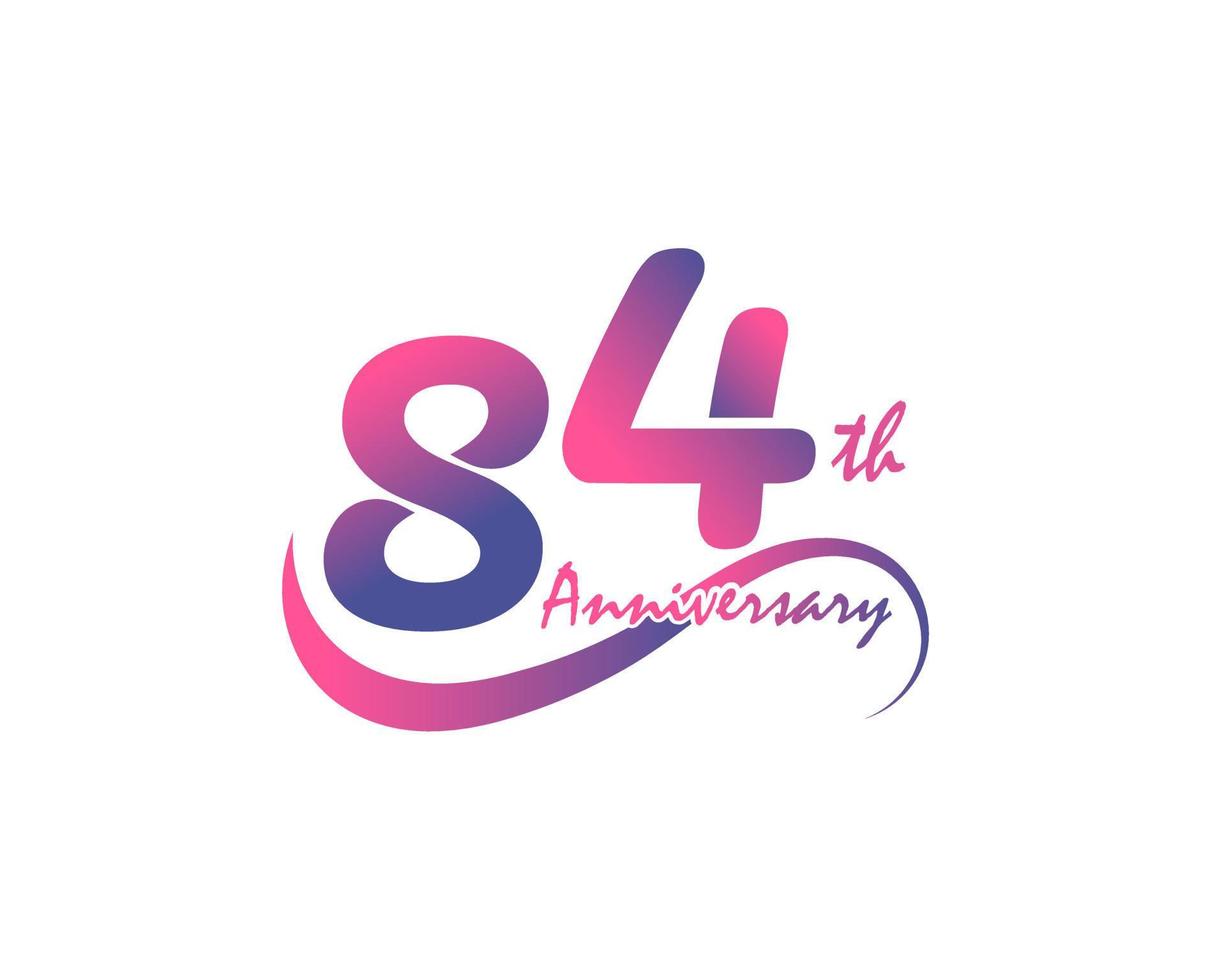 84 years anniversary logotype. 84th Anniversary template design for Creative poster, flyer, leaflet, invitation card vector