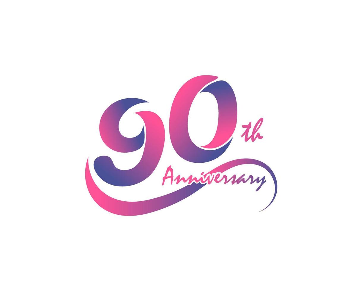 90 years anniversary logotype. 90th Anniversary template design for Creative poster, flyer, leaflet, invitation card vector