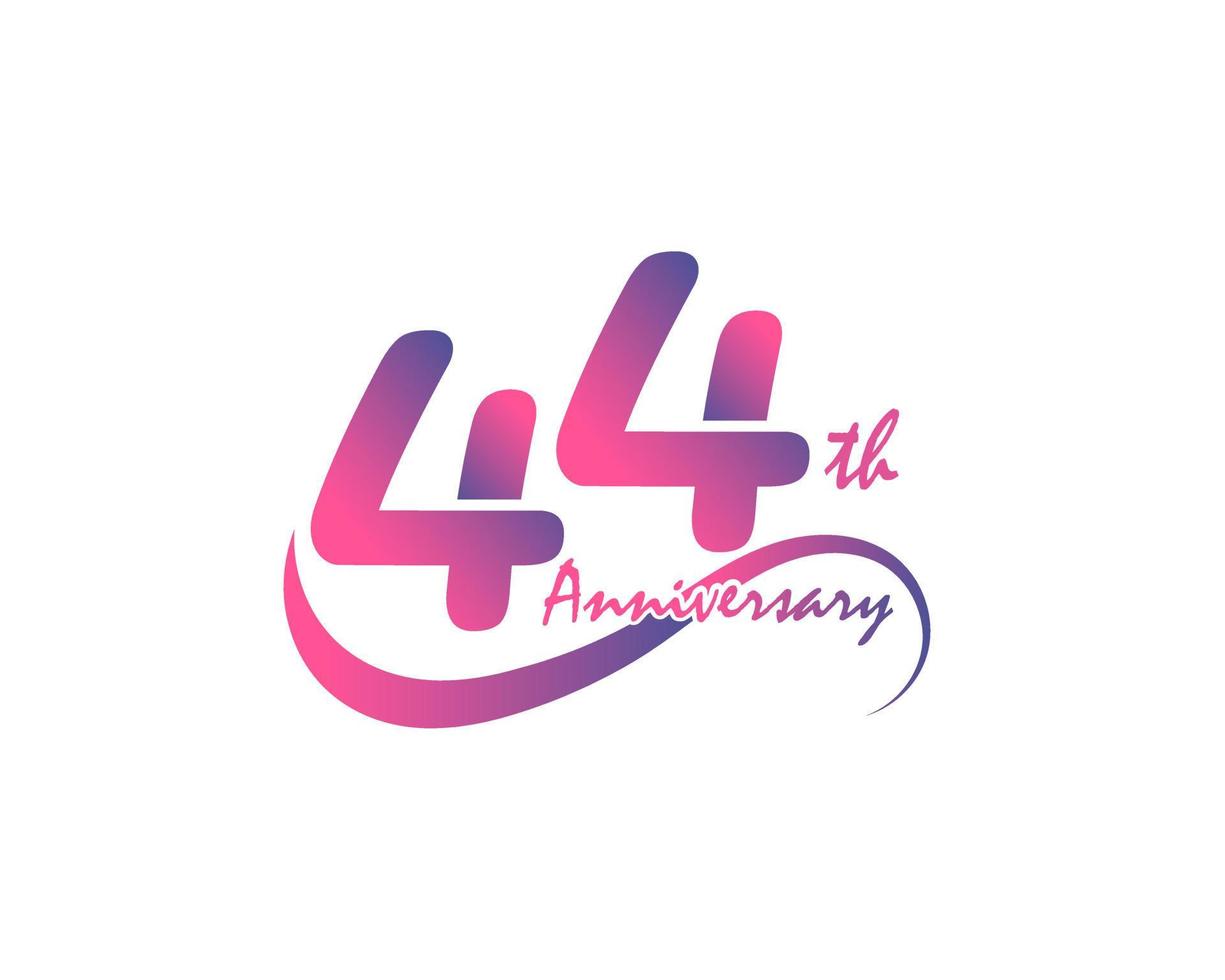 44 years anniversary logotype. 44th Anniversary template design for Creative poster, flyer, leaflet, invitation card vector