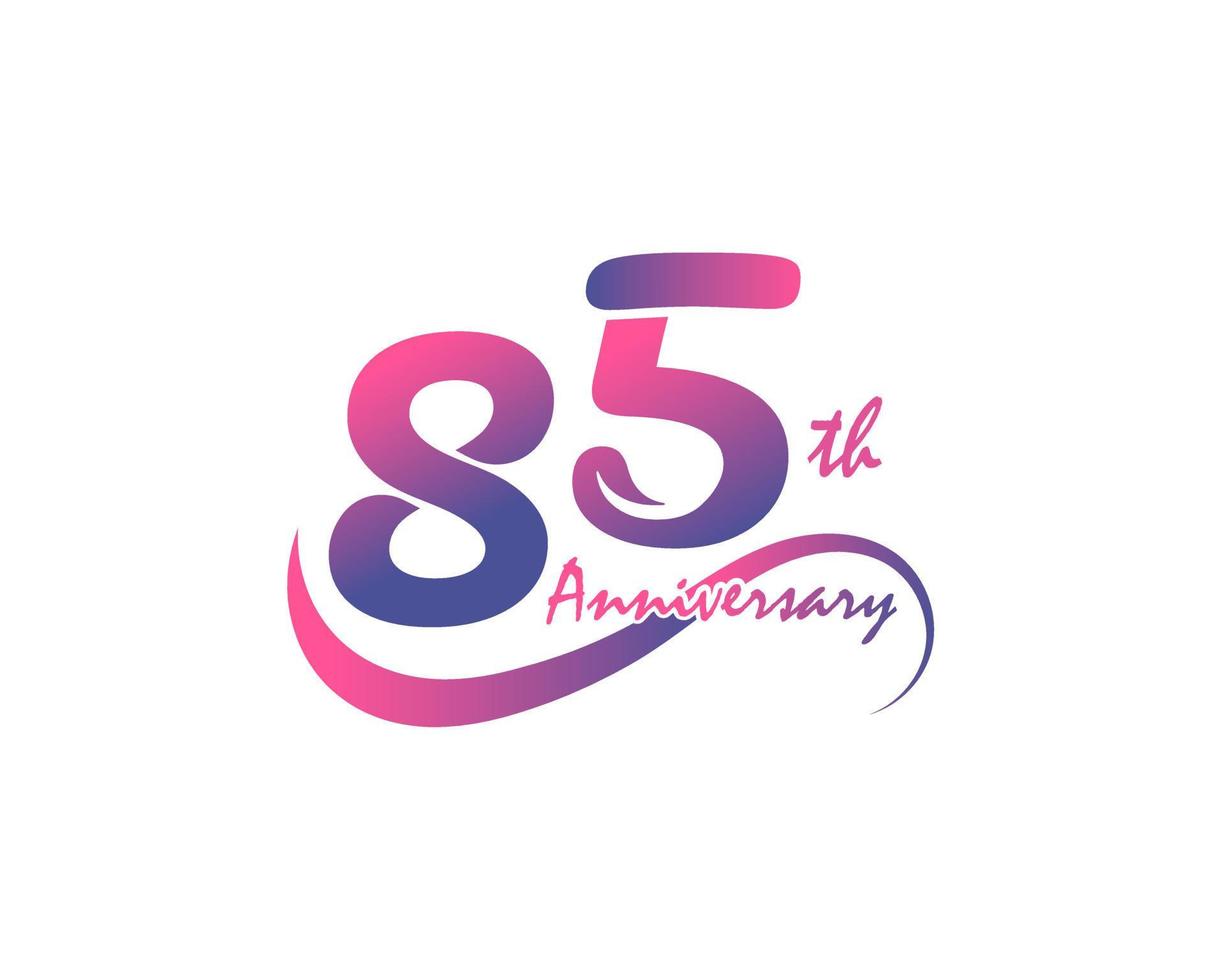 85 years anniversary logotype. 85th Anniversary template design for Creative poster, flyer, leaflet, invitation card vector