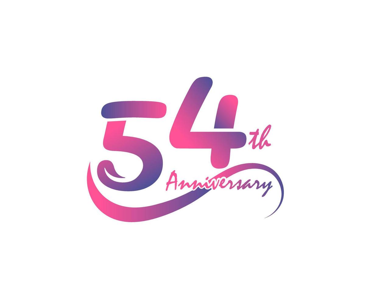 54 years anniversary logotype. 54th Anniversary template design for Creative poster, flyer, leaflet, invitation card vector