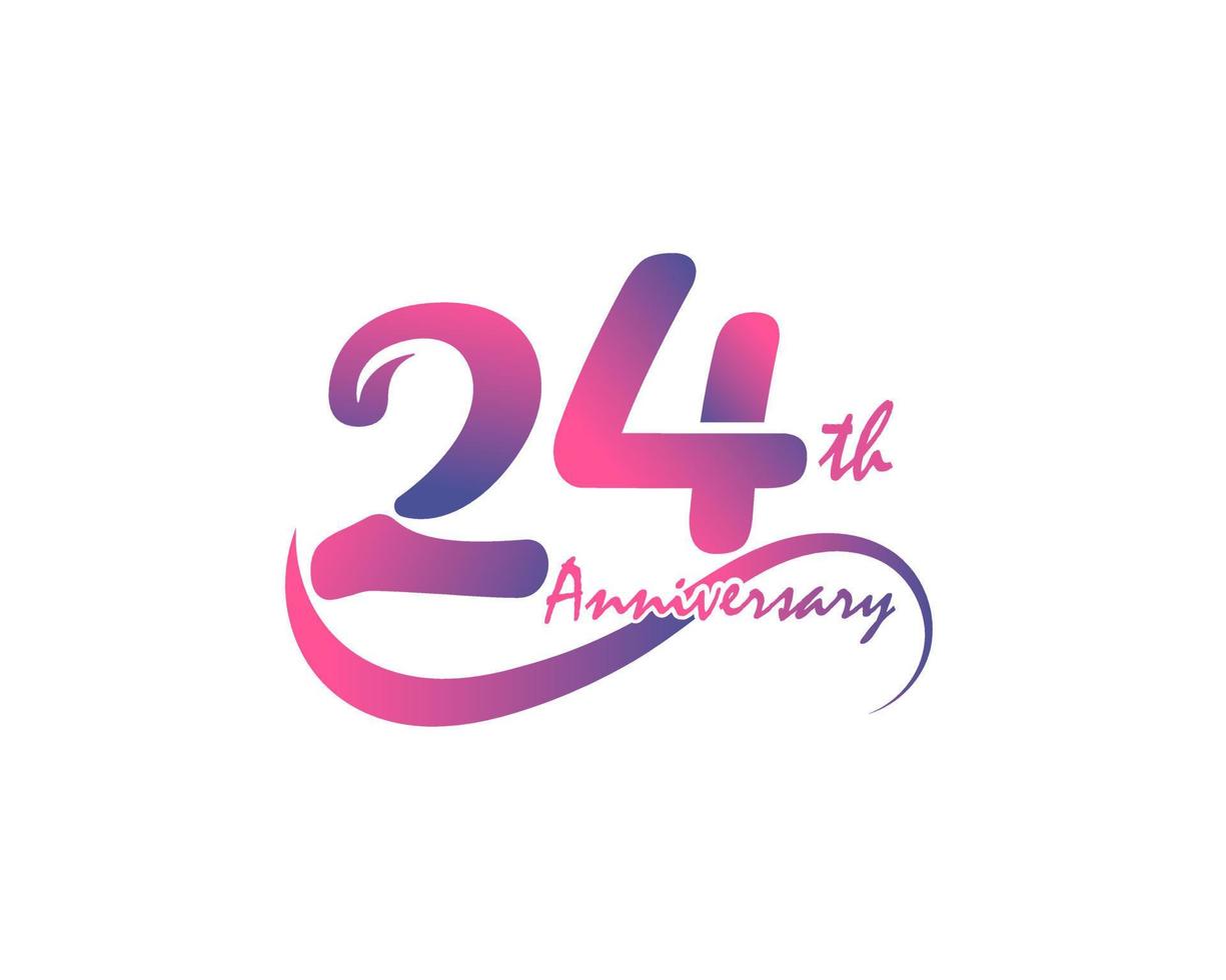 24 years anniversary logotype. 24th Anniversary template design for Creative poster, flyer, leaflet, invitation card vector