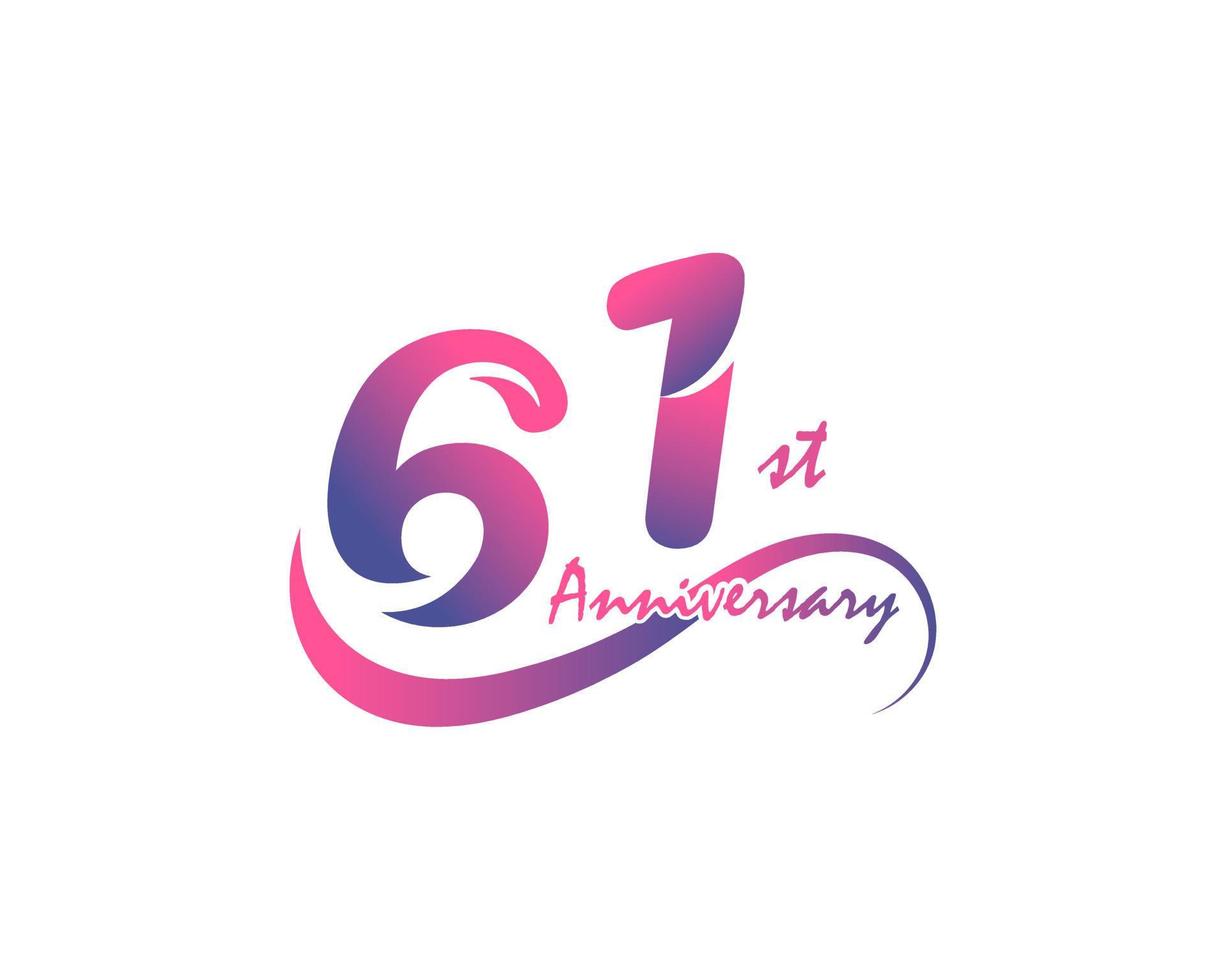 61 years anniversary logotype. 61th Anniversary template design for Creative poster, flyer, leaflet, invitation card vector