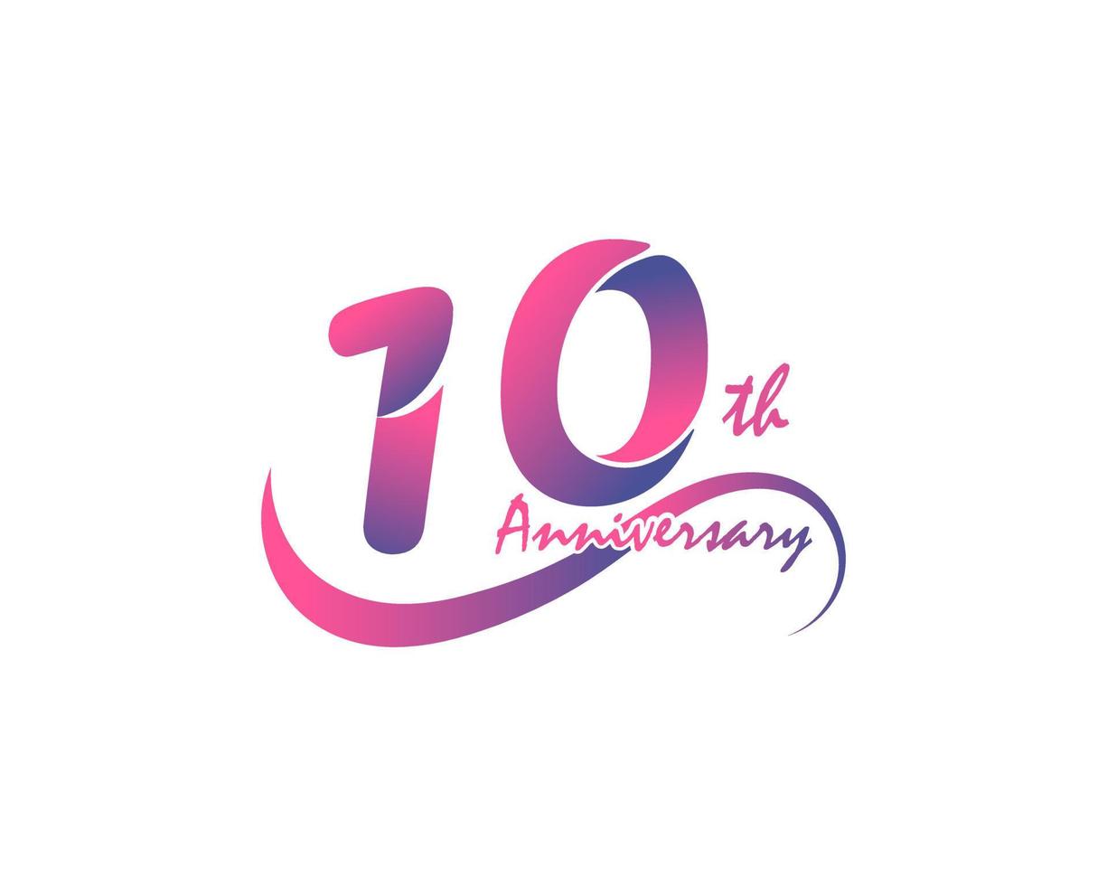 Logotipo de aniversario de 10 años. Diseño de plantilla del décimo aniversario para carteles creativos, folletos, folletos, tarjetas de invitación vector