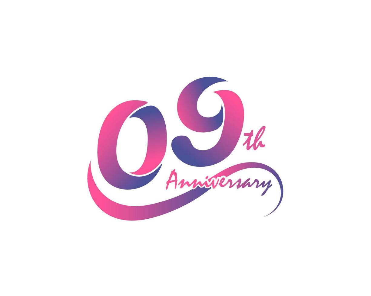 9 years anniversary logotype. 9th Anniversary template design for Creative poster, flyer, leaflet, invitation card vector