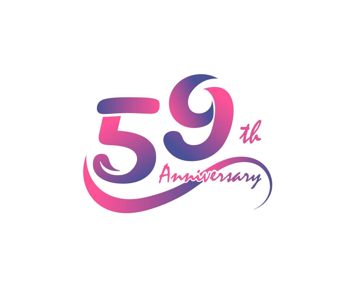 Logotipo de aniversario de 59 años. Diseño de plantilla del 59 aniversario para carteles creativos, folletos, folletos, tarjetas de invitación vector