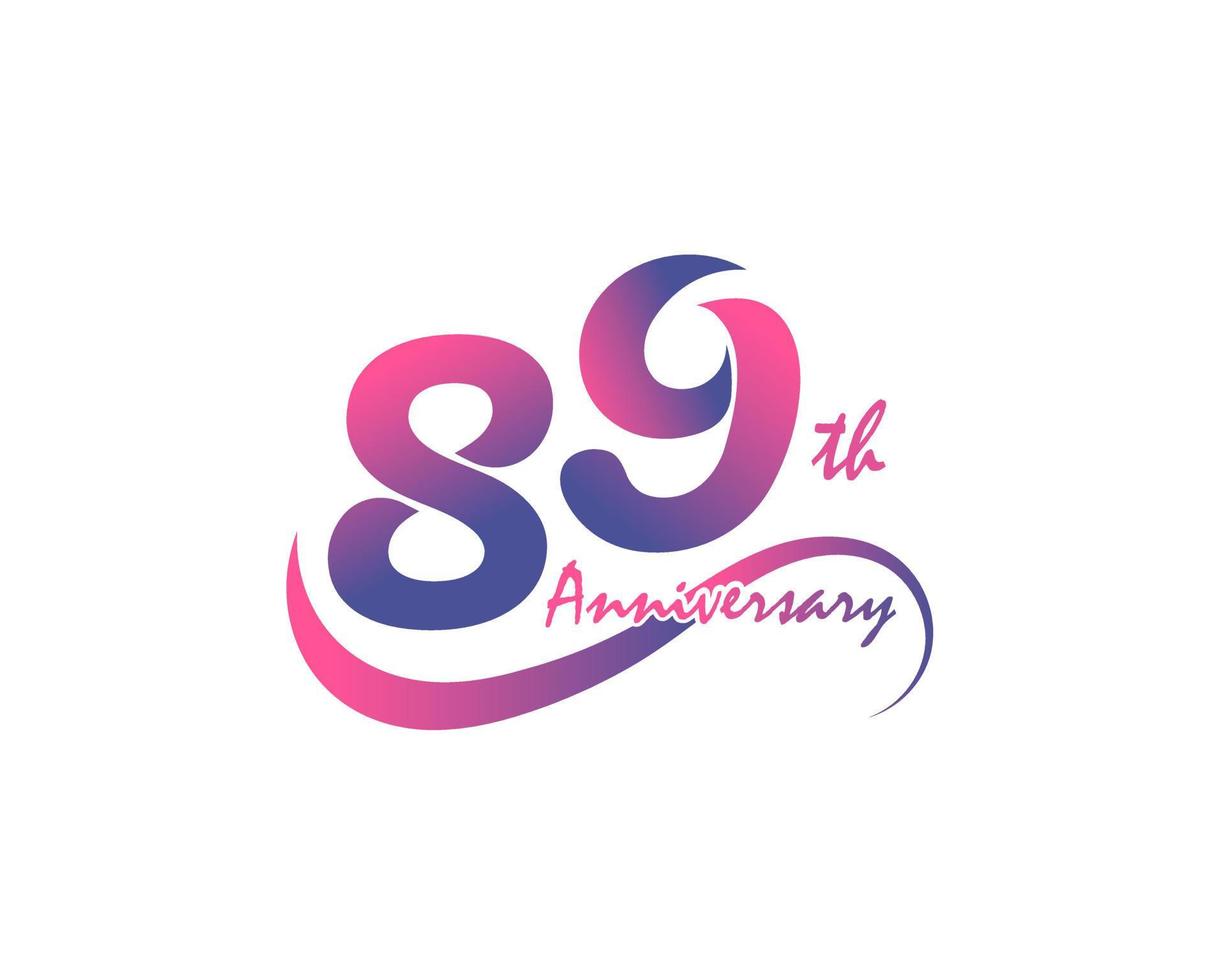 89 years anniversary logotype. 89th Anniversary template design for Creative poster, flyer, leaflet, invitation card vector