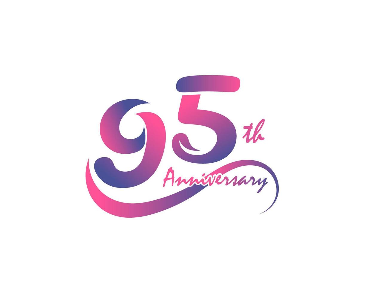 95 years anniversary logotype. 95th Anniversary template design for Creative poster, flyer, leaflet, invitation card vector