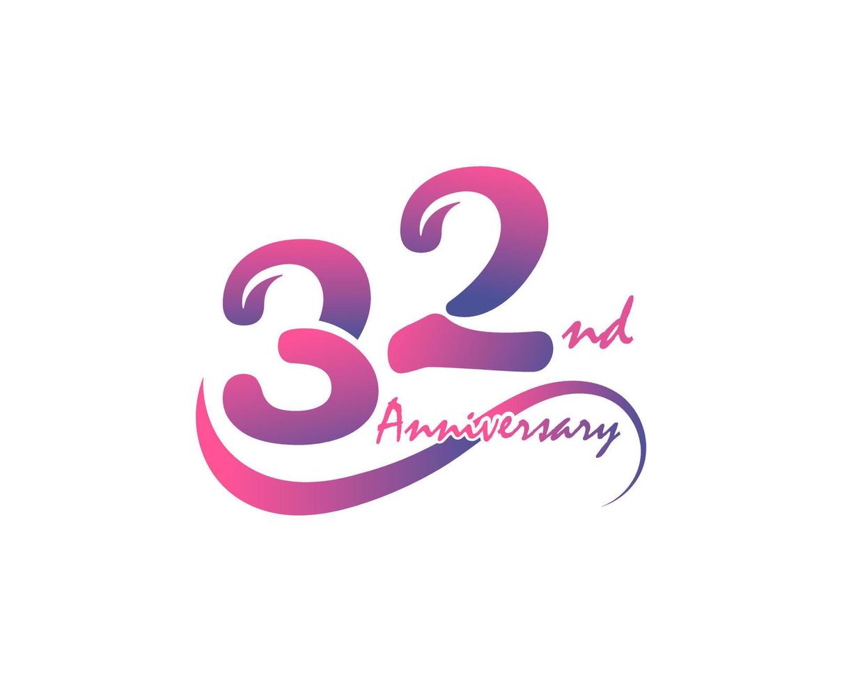 32 years anniversary logotype. 32nd Anniversary template design for Creative poster, flyer, leaflet, invitation card vector