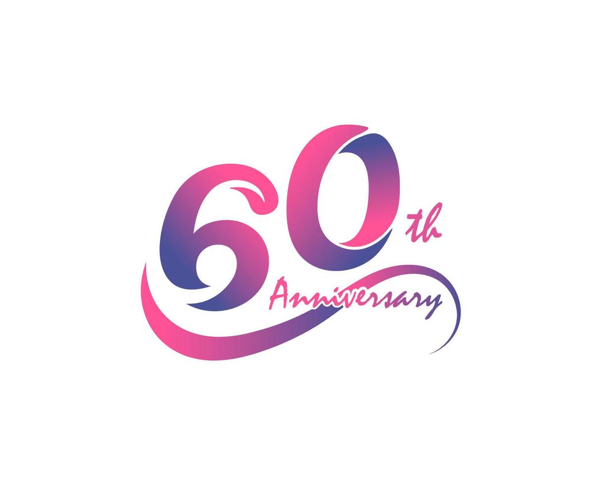 60 years anniversary logotype. 60th Anniversary template design for Creative poster, flyer, leaflet, invitation card vector