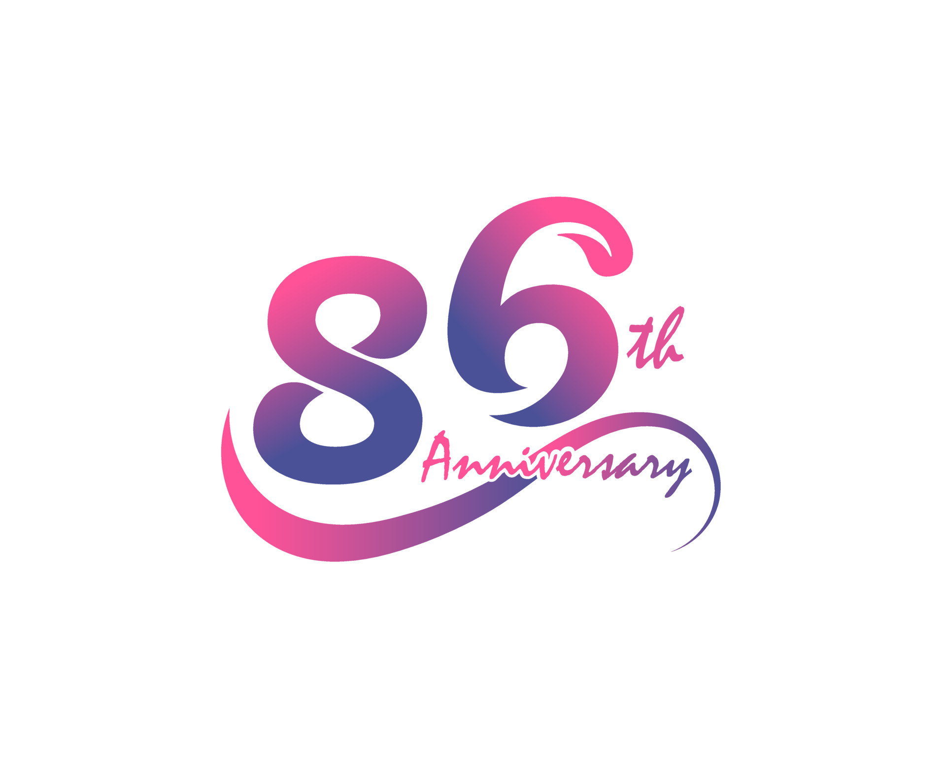 86 years anniversary logotype. 86th Anniversary template design for