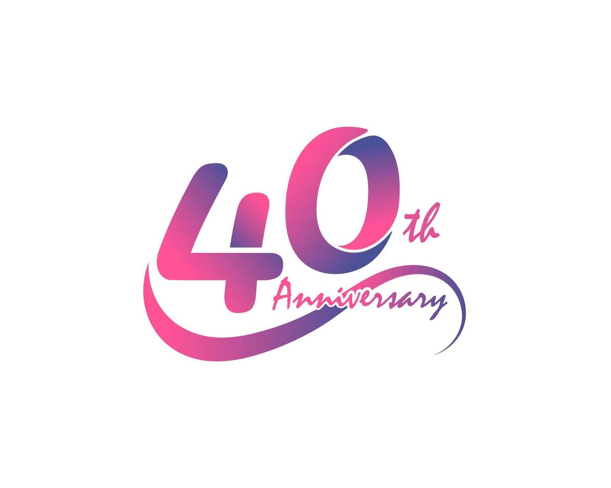 Logotipo de aniversario de 40 años. Diseño de plantilla del 40 aniversario para póster creativo, volante, folleto, tarjeta de invitación vector