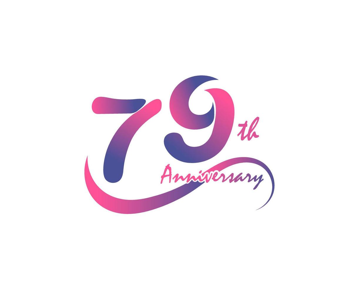 Logotipo de aniversario de 79 años. Diseño de plantilla del 79 aniversario para póster creativo, volante, folleto, tarjeta de invitación vector