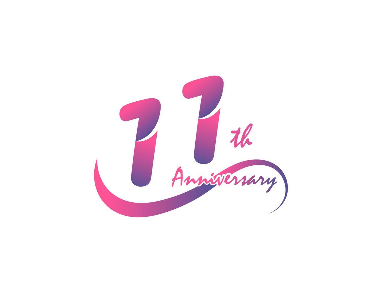 11 years anniversary logotype. 11th Anniversary template design for Creative poster, flyer, leaflet, invitation card vector