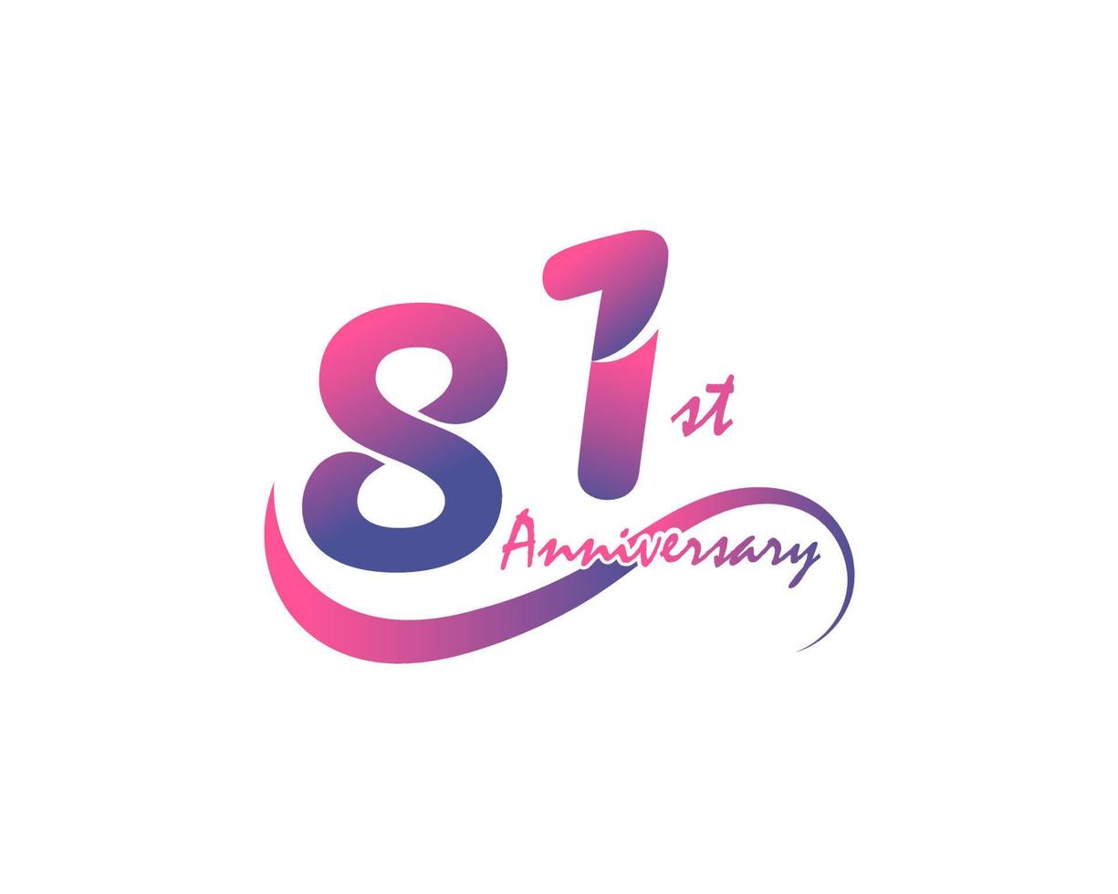 81 years anniversary logotype. 81st Anniversary template design for Creative poster, flyer, leaflet, invitation card vector