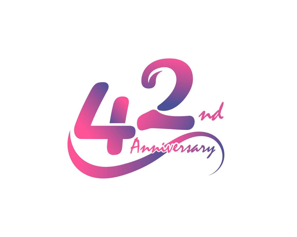 42 years anniversary logotype. 42nd Anniversary template design for Creative poster, flyer, leaflet, invitation card vector