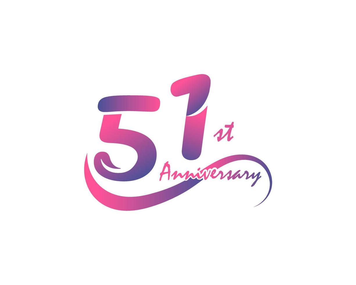 Logotipo de aniversario de 51 años. Diseño de plantilla del 51.º aniversario para afiches creativos, volantes, folletos, tarjetas de invitación vector