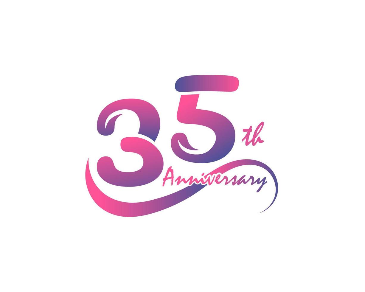 35 years anniversary logotype. 35th Anniversary template design for Creative poster, flyer, leaflet, invitation card vector