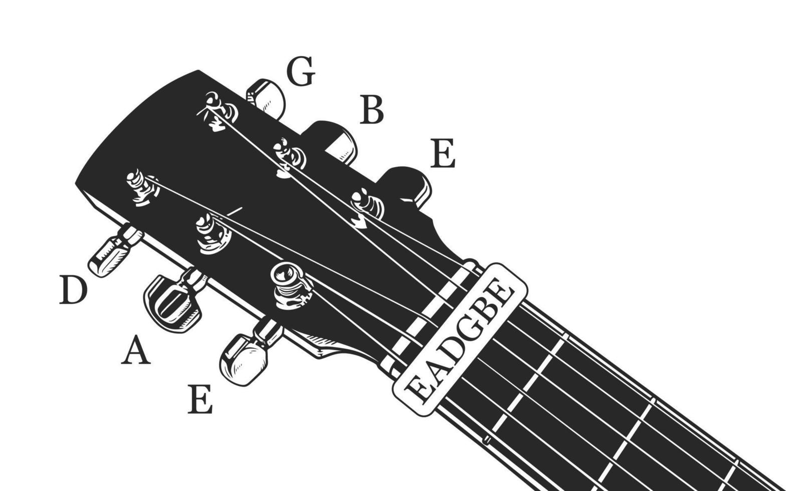 afinación de guitarra ilustración vectorial en blanco y negro vector