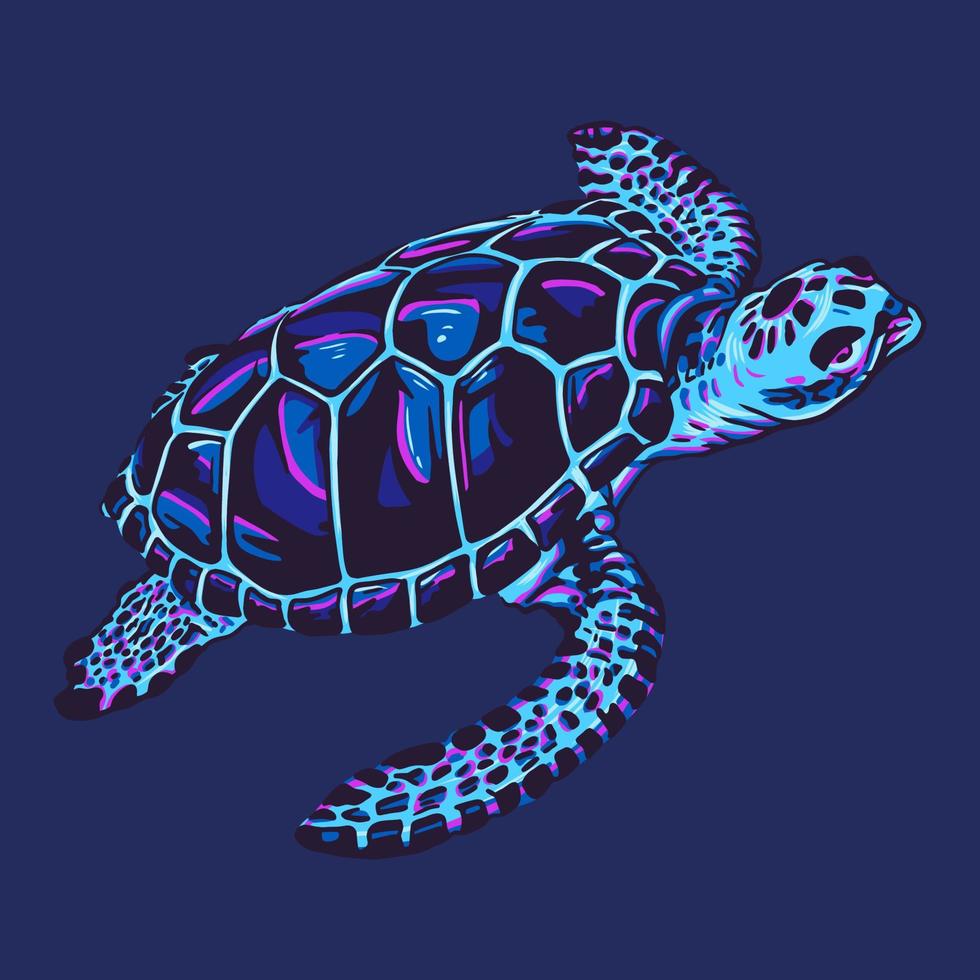 Sea turtle in vector cartoon illustration