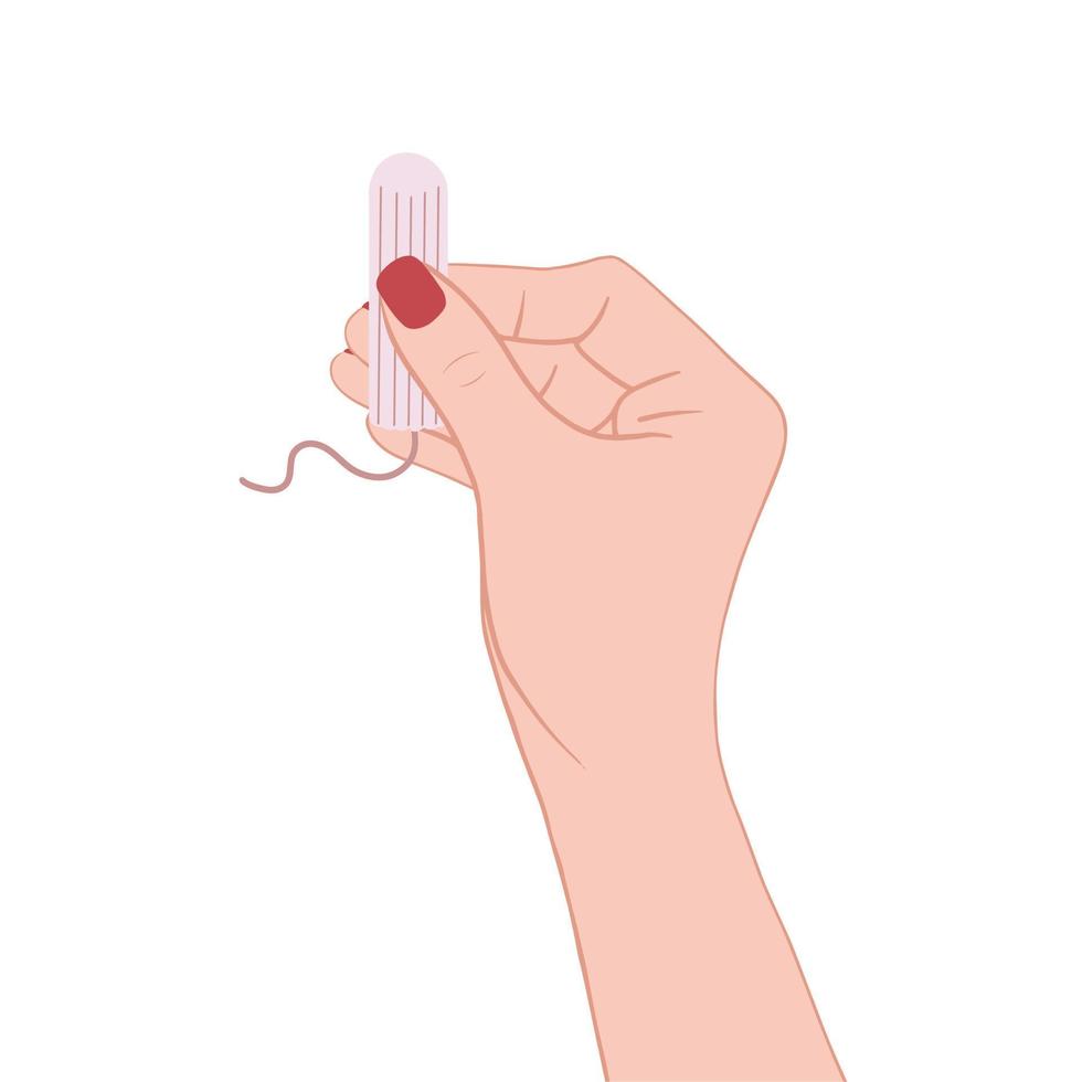 Hand holding tampon. Illustration for printing, backgrounds, covers and packaging. Image can be used for greeting cards, posters, stickers and textile. Isolated on white background. vector