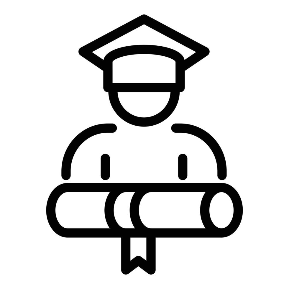 icono de graduación del examen final, estilo de contorno vector