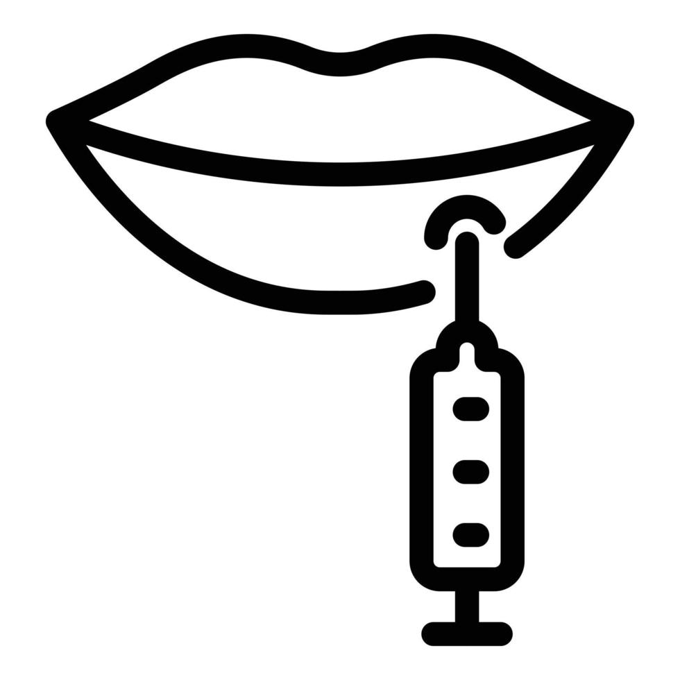 Lips syringe icon, outline style vector