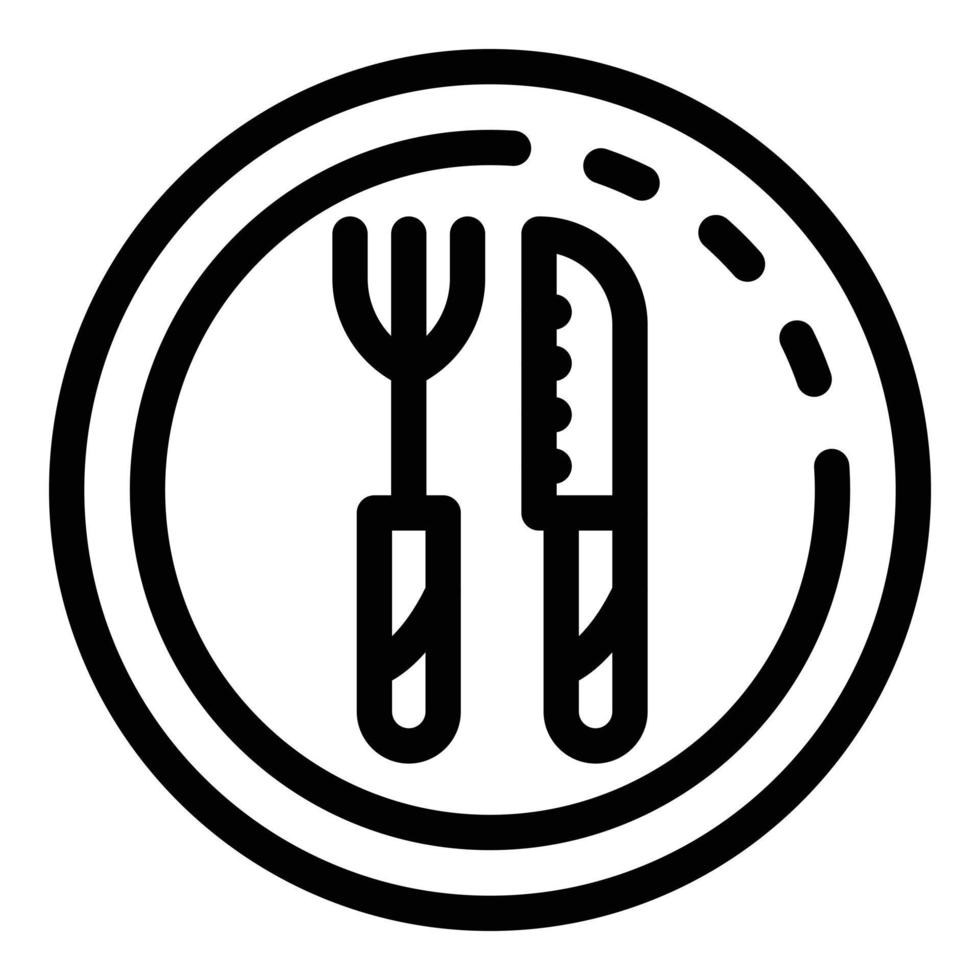 Knife fork plate icon, outline style vector