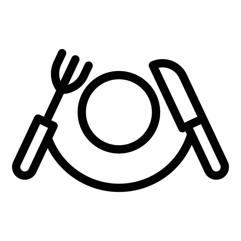 icono de placa de tenedor de cuchillo casero, estilo de esquema vector
