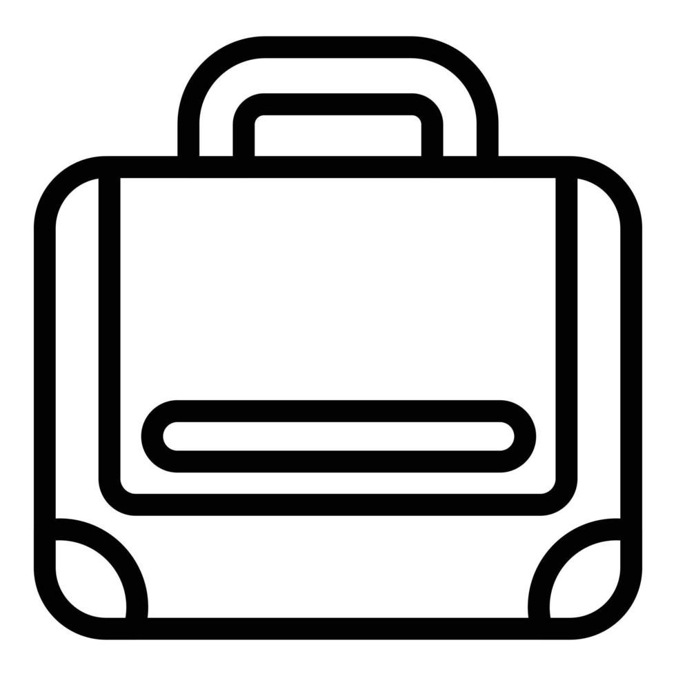 icono de bolsa de portátil con correa, estilo de esquema vector