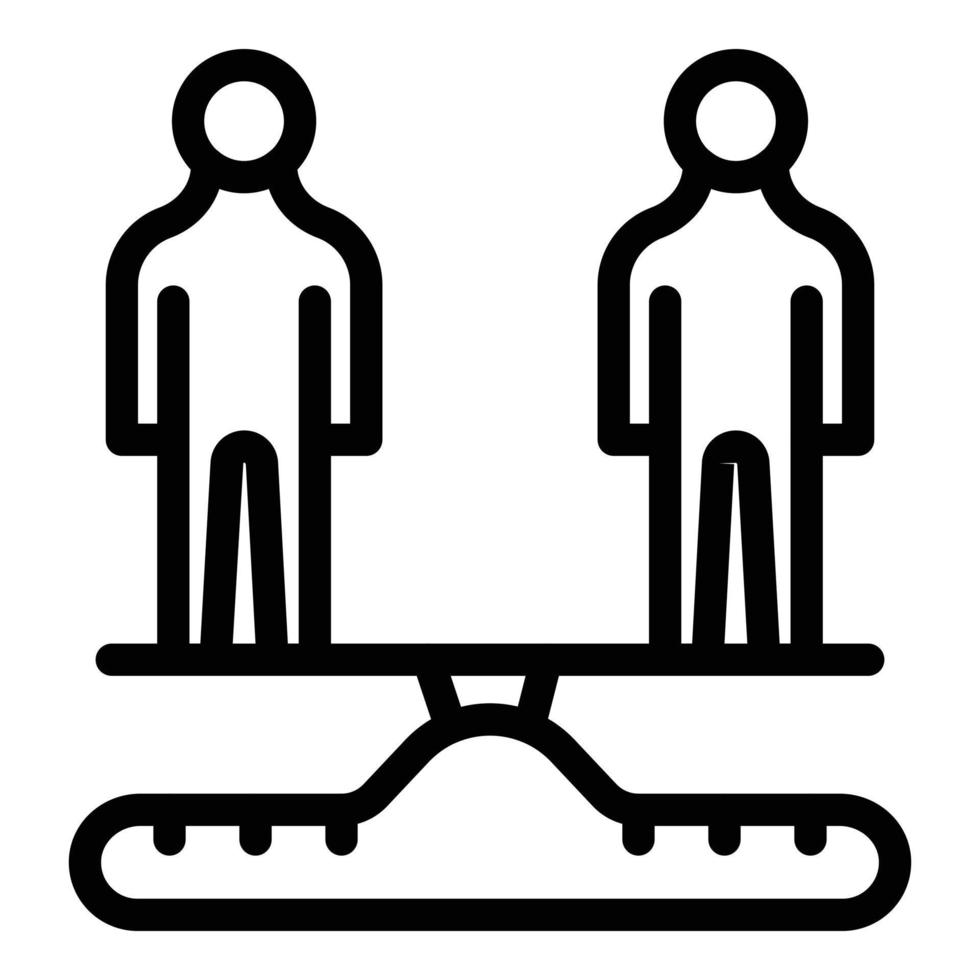 Person scales comparison icon, outline style vector