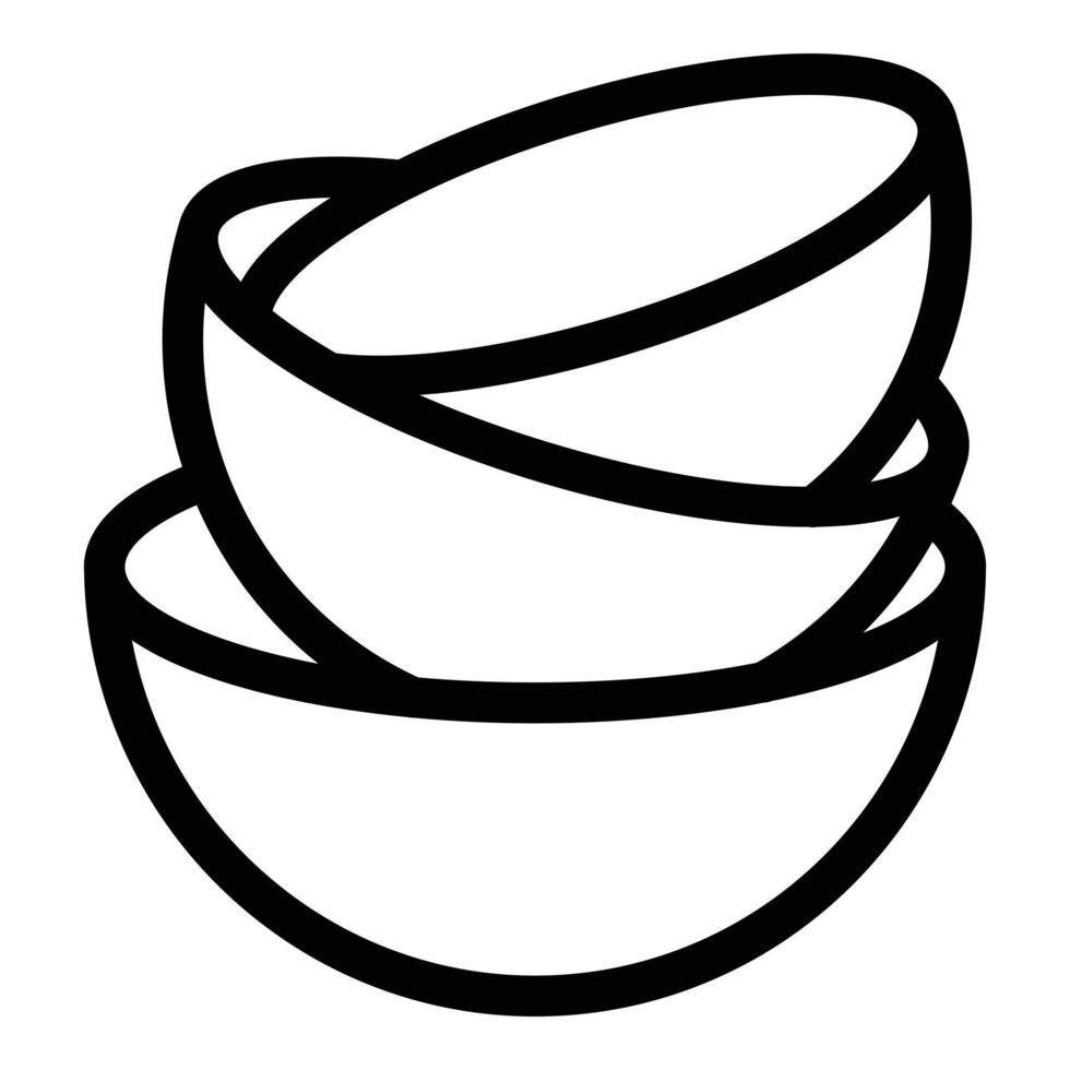 Bowl stack icon, outline style vector