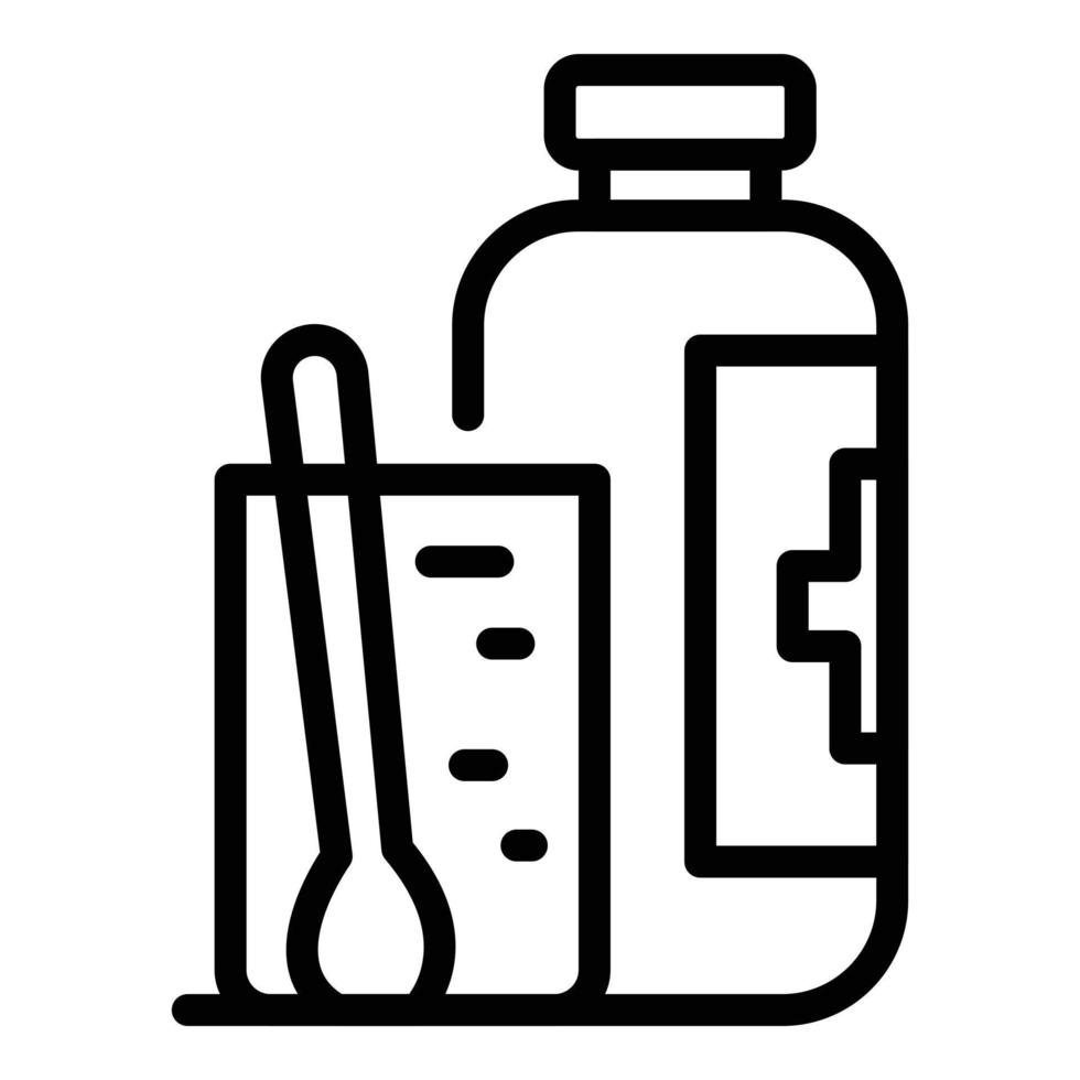 Tonsillitis syrup bottle icon, outline style vector