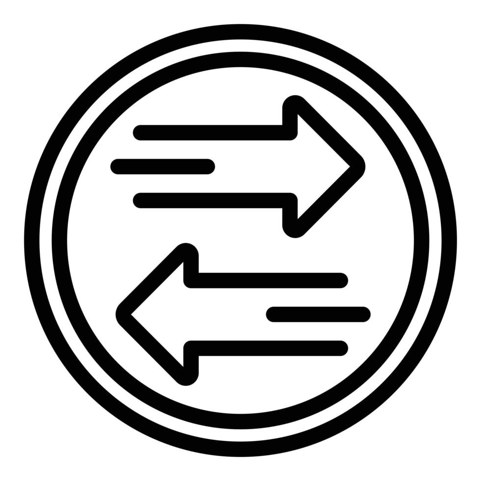 Arrow coin comparison icon, outline style vector