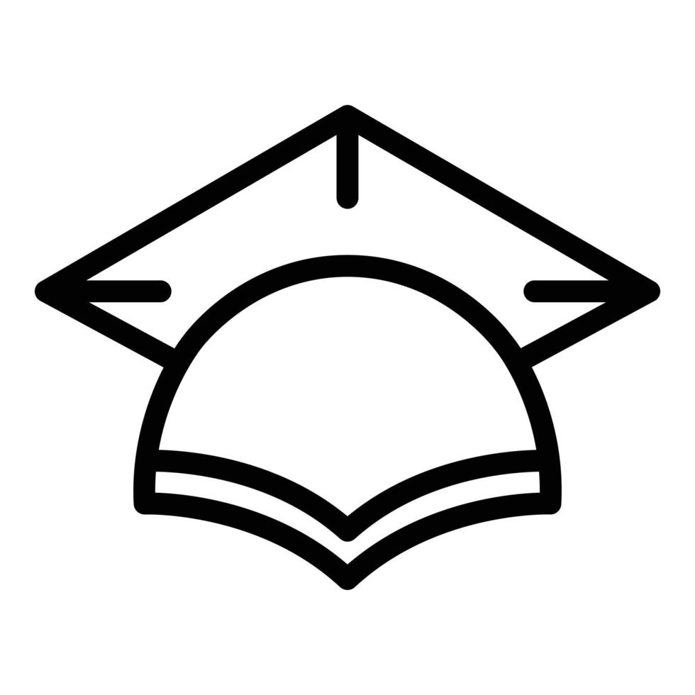 icono de sombrero de graduación académica, estilo de esquema vector
