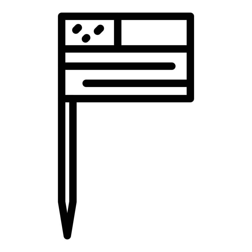 Paper flag toothpick icon, outline style vector