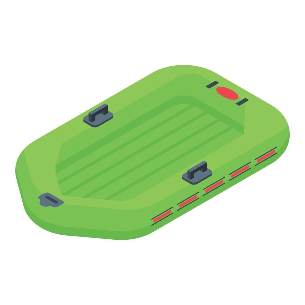Rubber green boat icon, isometric style vector